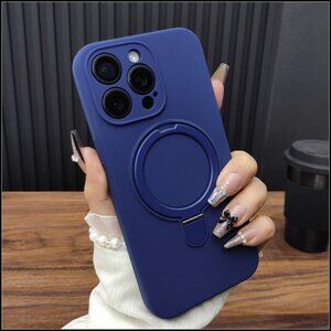 Navy Blue Matte Silicone Ring Stand Case